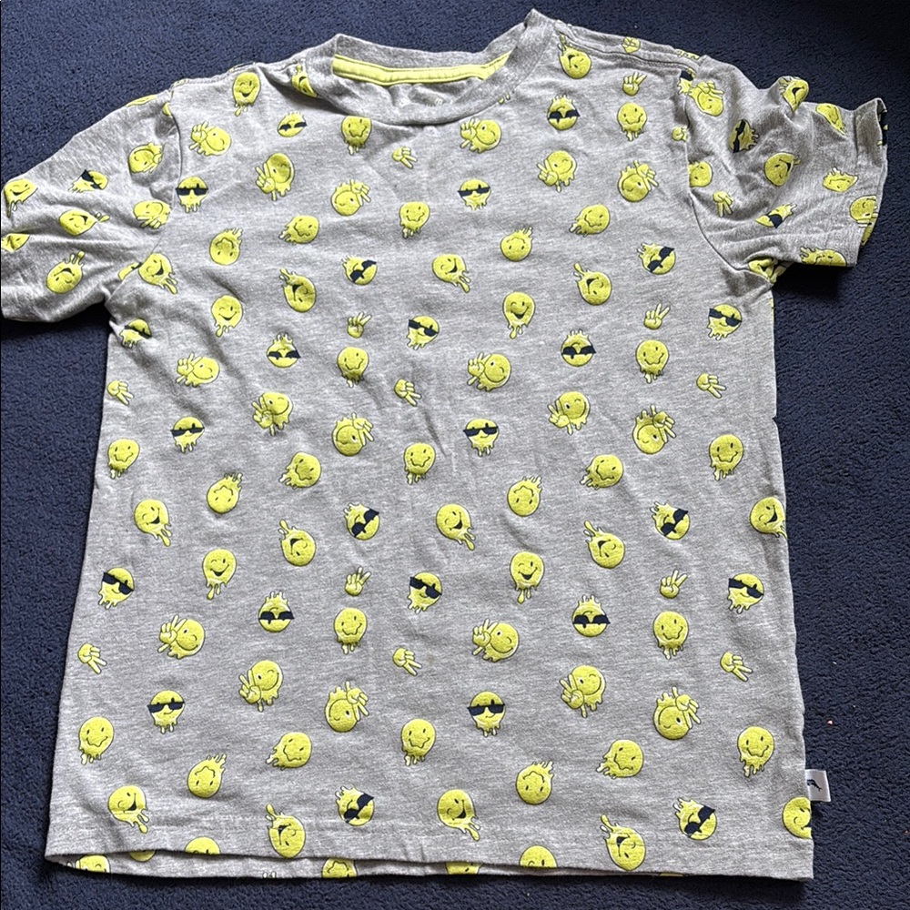 Tommy Bahama Kids Gray Tee with Yellow Smiley Faces